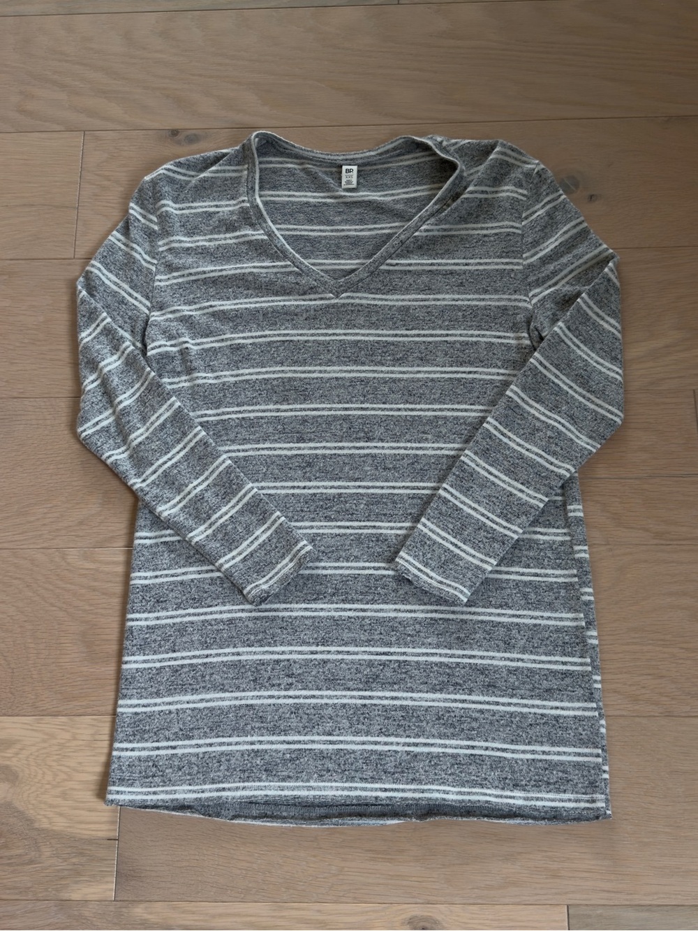 BP. Women’s long sleeve Striped Top - Gray & White size XXS